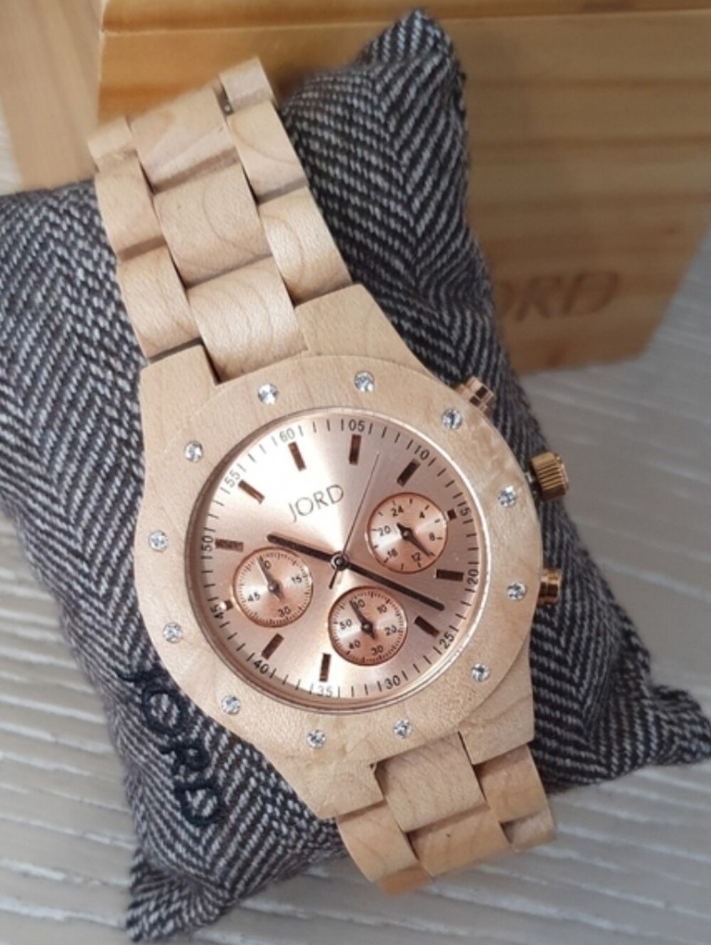 Natural Wood Watch with Rose Gold Dial
